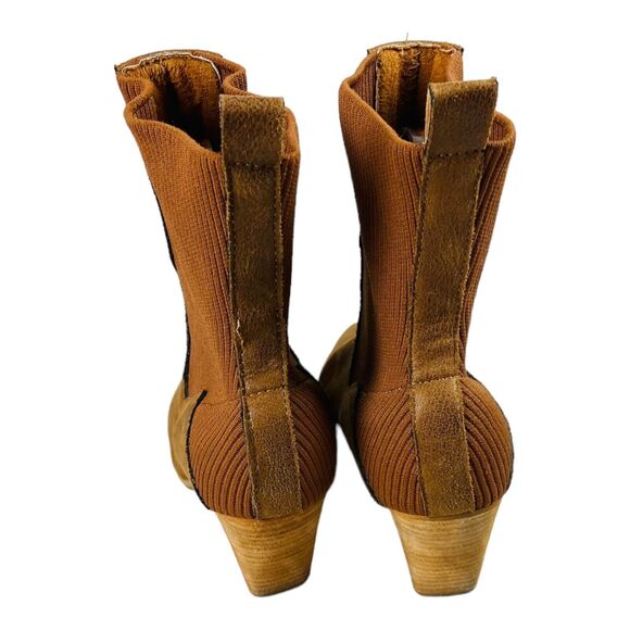 Oasis Society Women's Pointed Toe Stretch Ankle Boots Cognac Brown Leather US 7 - Picture 5 of 8